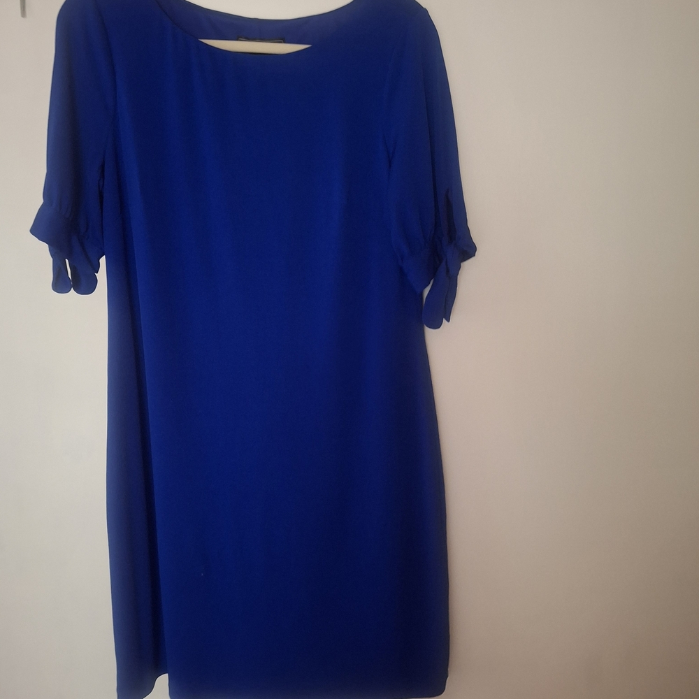 Royal Blue Jessica Howard Short Tie Sleeve Relaxed Silhouette Shift Dress Large